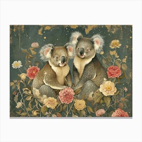 Floral Animal Illustration Koala 2 Canvas Print