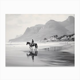 A Horse Oil Painting In Camps Bay Beach, South Africa, Landscape 2 Canvas Print