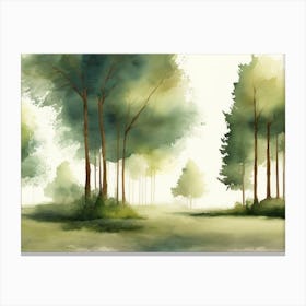 Watercolor Of Trees Canvas Print