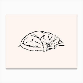 Sleeping Cat Line Art Canvas Print