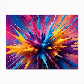 A Vibrant Explosion Of Colorful Paint Splatters, Creating A Dynamic And Energetic Design Canvas Print