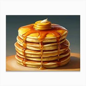 Stack Of Pancakes With Syrup And Butter Canvas Print