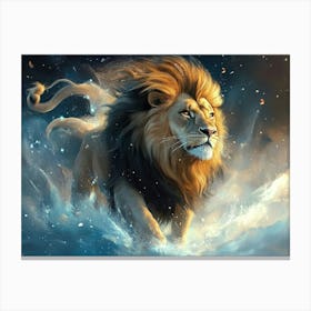 Lion In The Snow Canvas Print