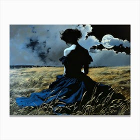 Moonlight In The Field Canvas Print