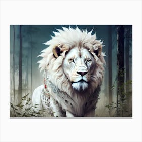 White Lion In The Forest Canvas Print