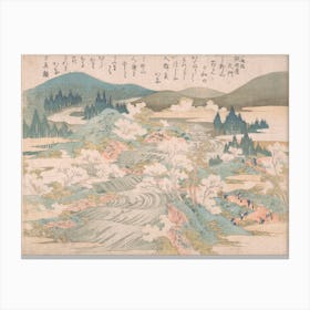 Flowering Cherry Trees Along The Yoshino River, Katsushika Hokusai Canvas Print