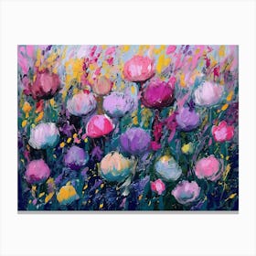 Colorful Painting Of Flowers pink purple yellow Canvas Print