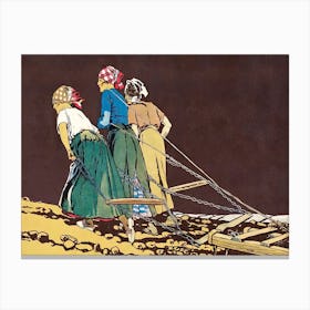 Women Pulling Cultivating Machine Illustration, Edward Penfield Canvas Print