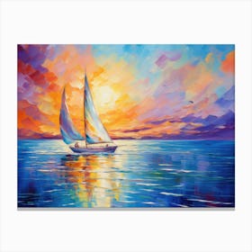 Sailboat At Sunset Canvas Print