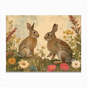 Floral Animal Illustration Rabbit 4 Canvas Print