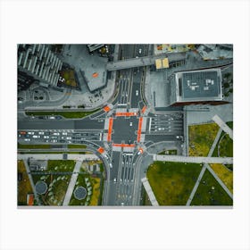 Top View Crossroads of the metropolis Canvas Print