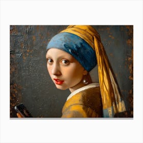 Vermeer's Selfie: The Modern Gaze of the Girl with a Pearl Earring Canvas Print