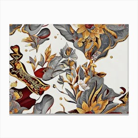 Gold And Silver Floral Pattern Canvas Print