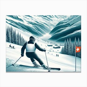 Skiing in Switzerland wall art poster Canvas Print