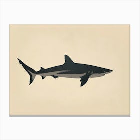 Bull Shark Grey Silhouette 6 Canvas Print