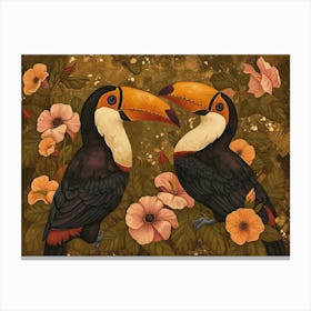 Floral Animal Illustration Toucan 1 Canvas Print