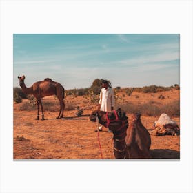 The Boy And His Camels Canvas Print