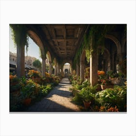 Courtyard In A City 1 Canvas Print