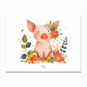 Little Floral Pig 2 Poster Canvas Print