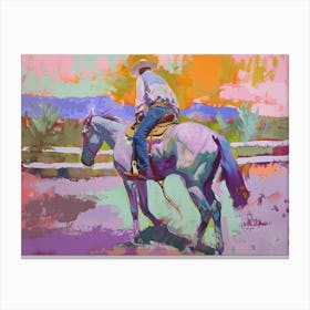 Neon Cowboy In Sonoran Desert Arizona 1 Painting Canvas Print