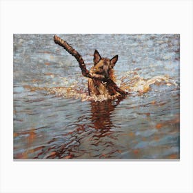 Dog - Just A Twig Canvas Print