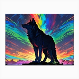 Wolf In The Rainbow Canvas Print