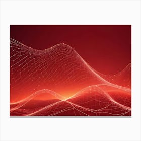 Abstract Red Landscape With A Glowing Network Of Lines, Representing Data Or Connections, Creating A Digital And Futuristic Scene Canvas Print