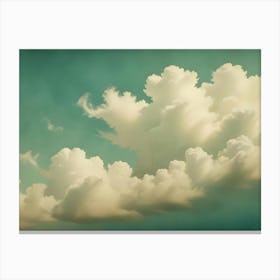 A Vintage Toned Photograph Of White Clouds Against A Pale Blue Sky Canvas Print