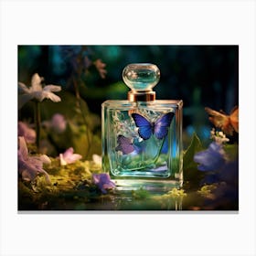 Perfume Bottle With Butterflies Canvas Print