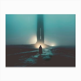 Vast Foggy Desert Monolith | The Art of Solitude Canvas Print