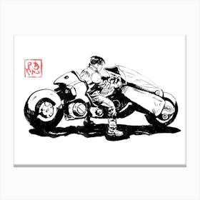 Akira and motorbike Canvas Print