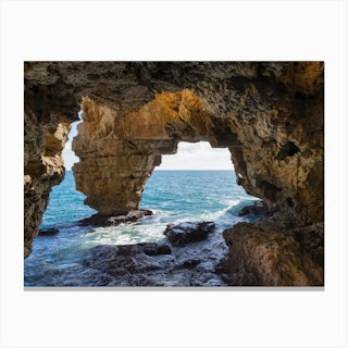 Cave on the Mediterranean coast, Cova dels Arcs 1 Canvas Print