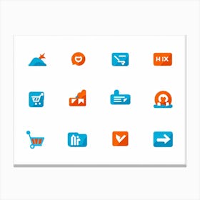 Collection Of Flat Vector Icons Designed For Digital Interaction Featuring Navigation Arrows A Sho (4) Canvas Print