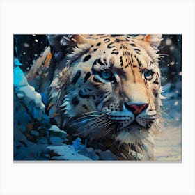 Snow Panther Abstract Beauty Head Close Up Canvas Print