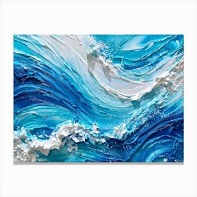 Abstract Turbulent Ocean Surface Turquoise And Blue Hues Dominating Intermingled With White Foam A (6) Canvas Print