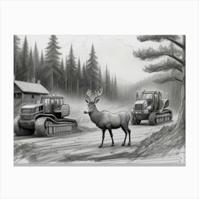 Tractor Stag Canvas Print