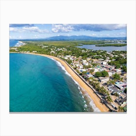 Aerial View Of A Beach Town Canvas Print
