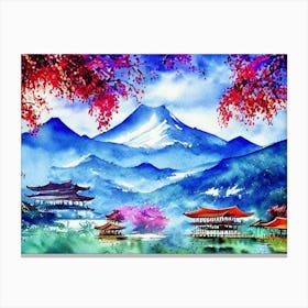 A Watercolor Dream Of Japan  Canvas Print