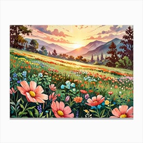 Sunset In The Meadow 14 Canvas Print