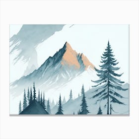 Mountain And Forest In Minimalist Watercolor Horizontal Composition 332 Canvas Print