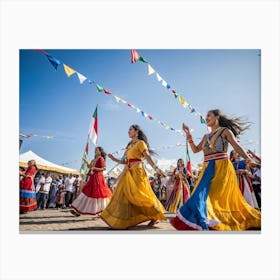 Cultural Heritage Festival Showcasing Diverse Traditional Attire Each Individual Adorned In Vibrant (1) Canvas Print