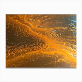 Abstract Digital Art Featuring A Swirling, Flowing Texture In Shades Of Gold, Orange, And Blue 1 Canvas Print