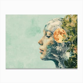 Woman With Plants On Her Head 1 Canvas Print