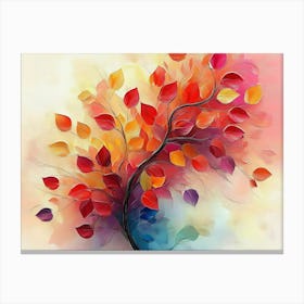 Vibrant Tree with Colorful Leaves 3d Abstract Painting Canvas Print