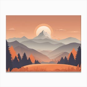 Misty mountains horizontal background in orange tone 119 Canvas Print