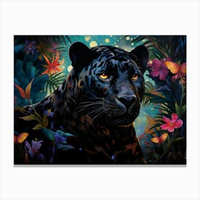 Black Panther In The Jungle Canvas Print