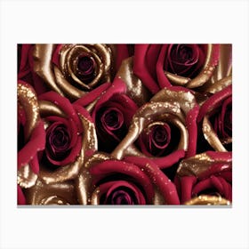 Gold And Red Roses Canvas Print