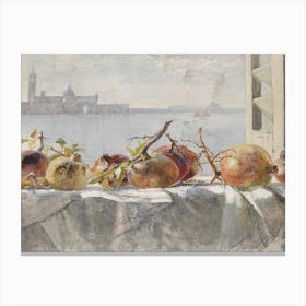 Pomegranates On A Window Sill 1 Canvas Print