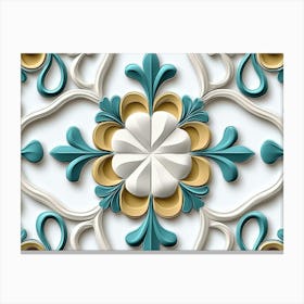 Seamless Relief Sculptureation Retro Pattern Polygon Geometry Star Cross Frame Line Flower Canvas Print