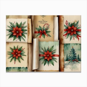 Christmas Poinsettias Canvas Print